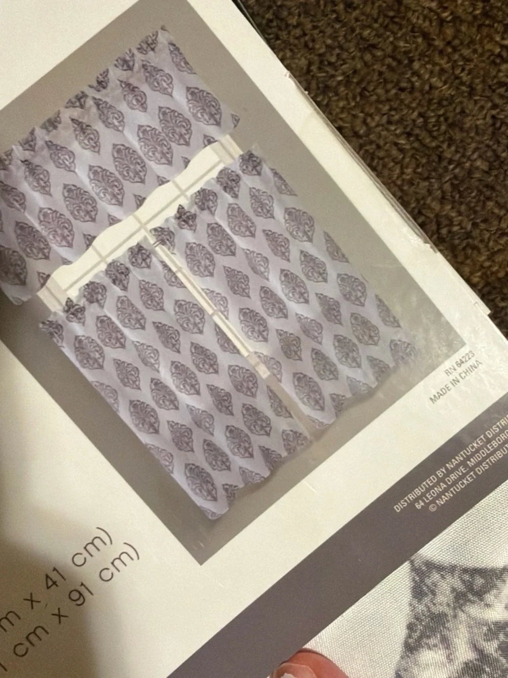 Revolution Gray and White Damask Kitchen Curtain Set
